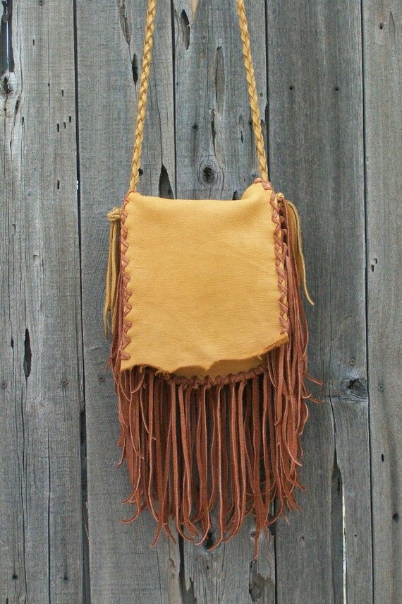 Fringed leather handbag Fringed gypsy bag Fringed leather