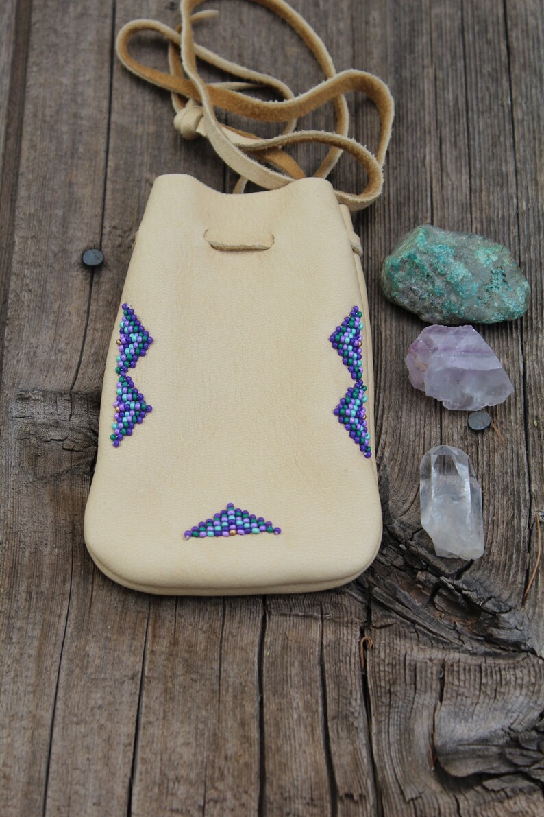 Beaded medicine bag beaded mojo bag large buckskin amulet Etsy