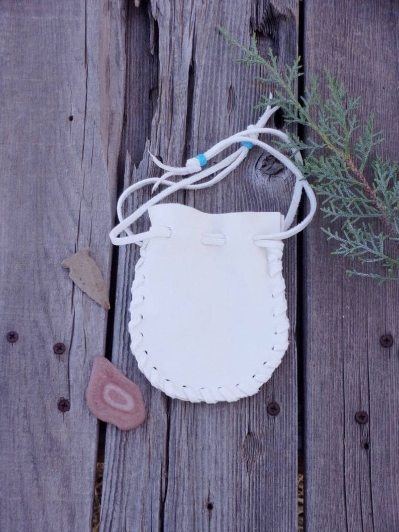 White Buckskin Medicine Bag Drawstring Pouch Crystal Gift | Etsy