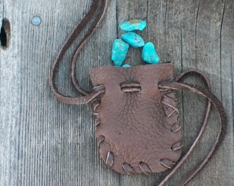 Medicine bag ,  Leather medicine bag ,  Handmade leather pouch ,  Drawstring medicine bag , Amulet bag