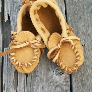 Leather toddler moccasins , Soft sole moccasins for toddlers , children's house shoe image 1