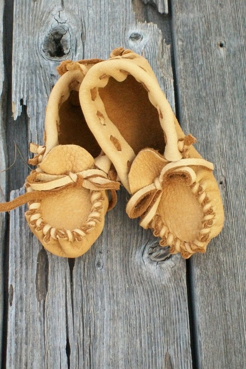 Leather toddler moccasins , Soft sole moccasins for toddlers , children's house shoe image 1