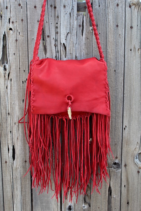 red fringe purse