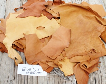 Saddle tan deerskin scraps, saddle buckskin remnants, leather craft supply, Different shades of saddle buckskin, #E265