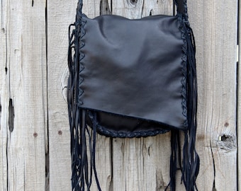 Leather possibles bag , Black powder bag , Man bag , Crossbody bag for men , Black leather bag