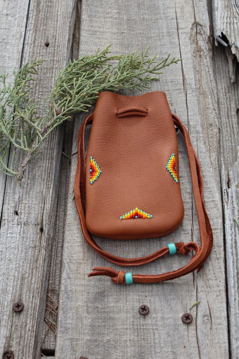 Beaded medicine bag large medicine bag leather amulet bag Etsy