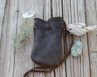 Elk skin medicine bag, leather pouch, mojo bag
