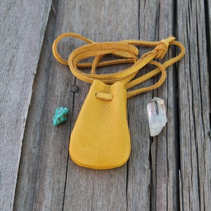 A leather medicine pouch for your amulets and crystals, Medicine bag, Crystal bag, Leather necklace bag, Leather neck pouch, Amulet bag image 1