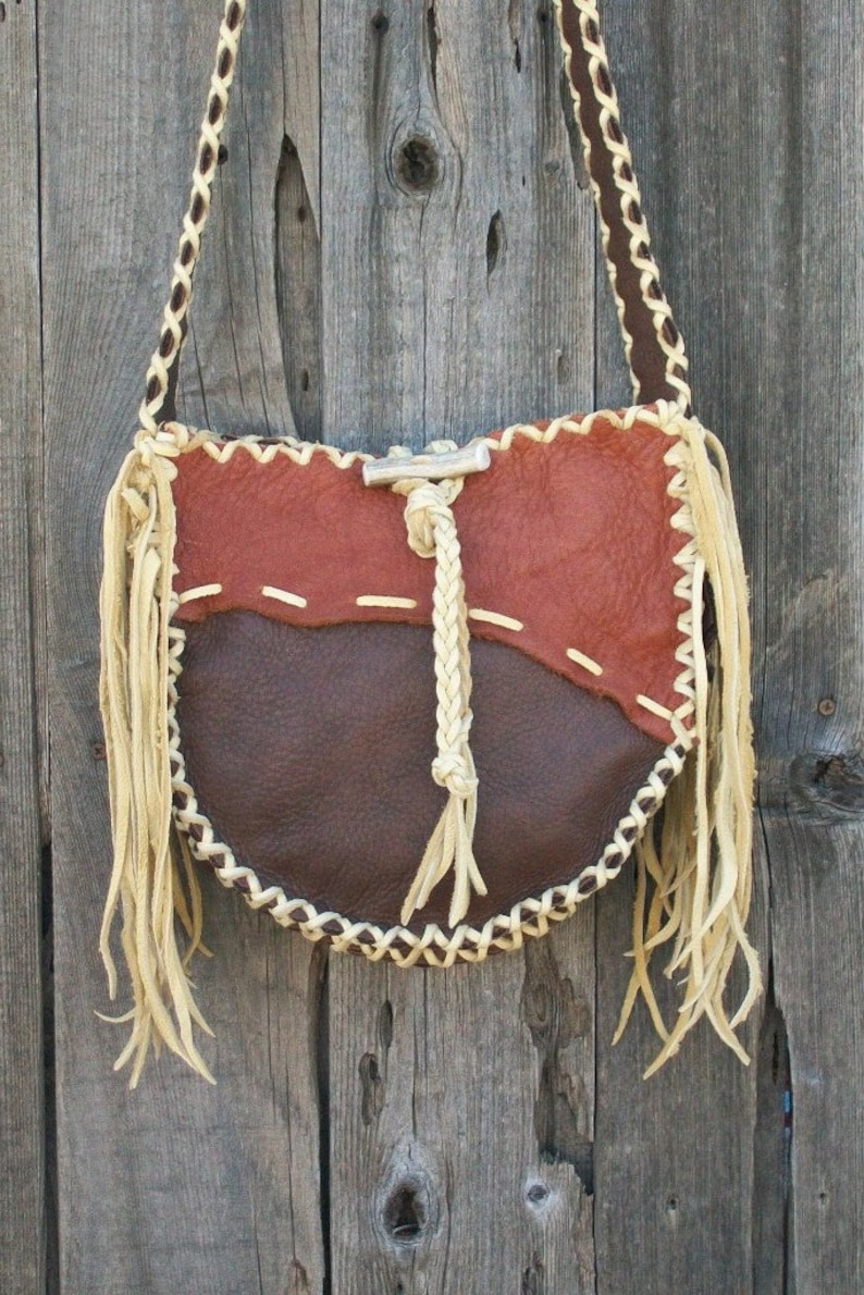 Bohemian handbag, Handmade leather handbag with fringe, Possibles bag, Designer handbag , Custom leather tote image 1