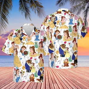 Disney Beauty And The Beast Hawaiian Shirt, Princess Belle Button Up Shirt, Princess Summer Beach Shirt  NN000121