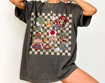 Comfort Colors Retro Super Mario Shirt, Super Mario Birthday Party Tee, Mario and Friends Shirts, Mario Family Shirt