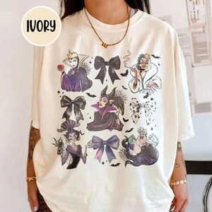 Watercolor Coquette Disney Villains Retro T-Shirt, Evil Queen Tee, Disney Evil Friends 2025 Matching, Disney Trip, Bad Witch Disney Shirt