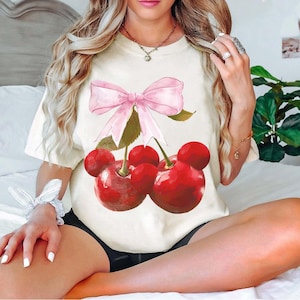 Comfort Colors Disney Cherry T-Shirt, Mickey Cherry Shirt, Disney Coquette Baby Tee, Valentines Day Gifts, Gift For Woman ID-0426-DDZN