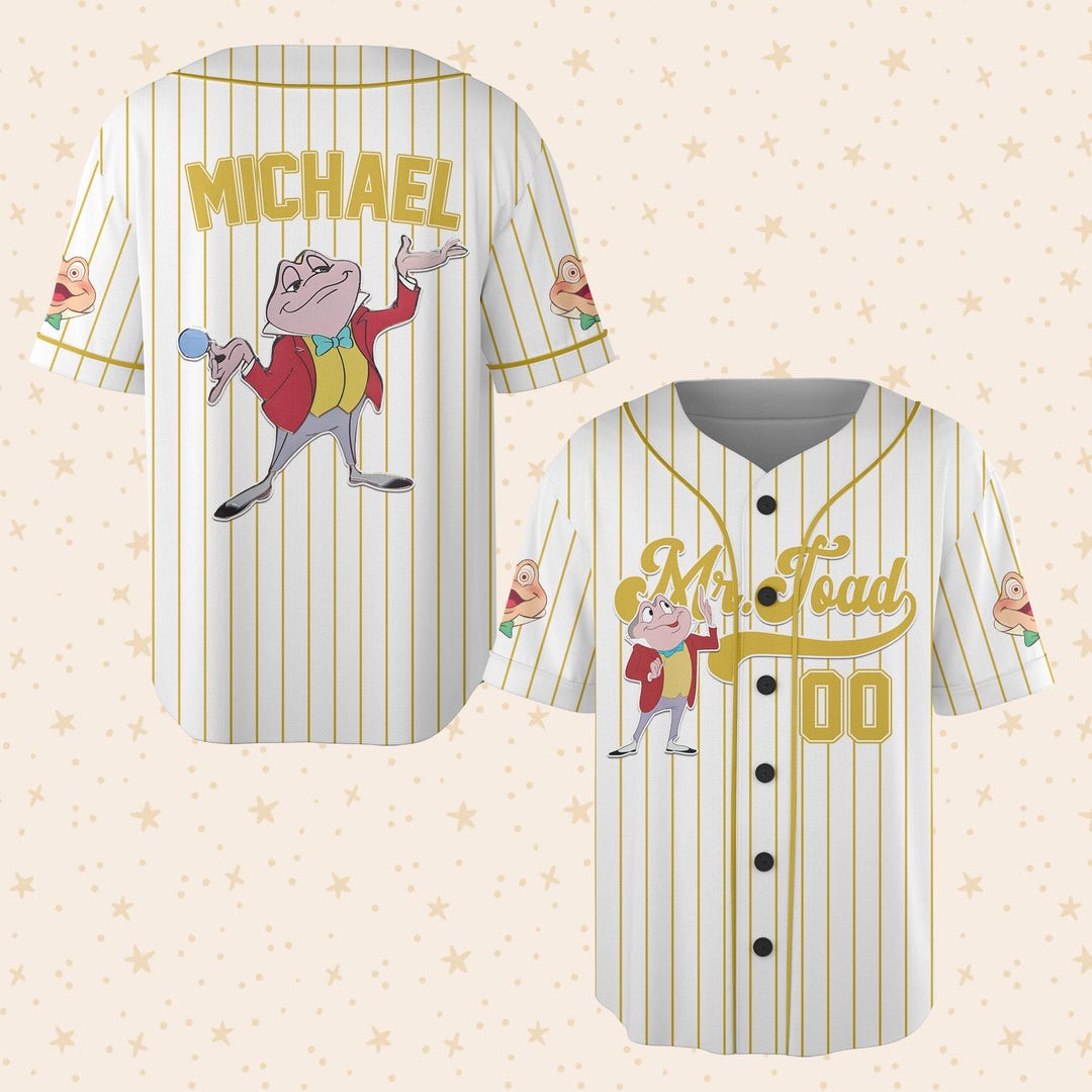 Mr. Toad Baseball Jersey, Vintage Disney Toad Hall Base Ball Jersey ...