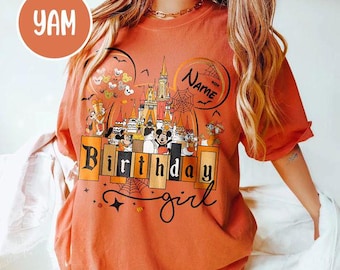 Personalized Disney Halloween Birthday Comfort Colors Shirt, Birthday Shirt, Disneyland Birthday, Disney Birthday Shirt, Mickey and Friends