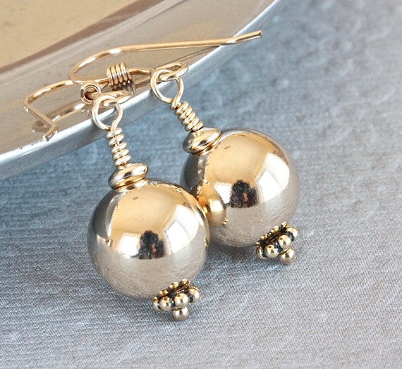 Gold Ball Earrings Gold Dangle Earrings Gold Filled Etsy