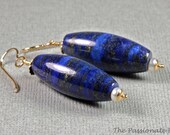 Lapis Earrings, Gold Filled Earrings, Long Dangle Earrings, Gemstone Jewelry
