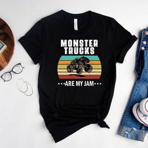 Vintage Monster Truck T-Shirt, Monster Truck Birthday Gifts, Monster Trucks Are My Jam Shirt image 1