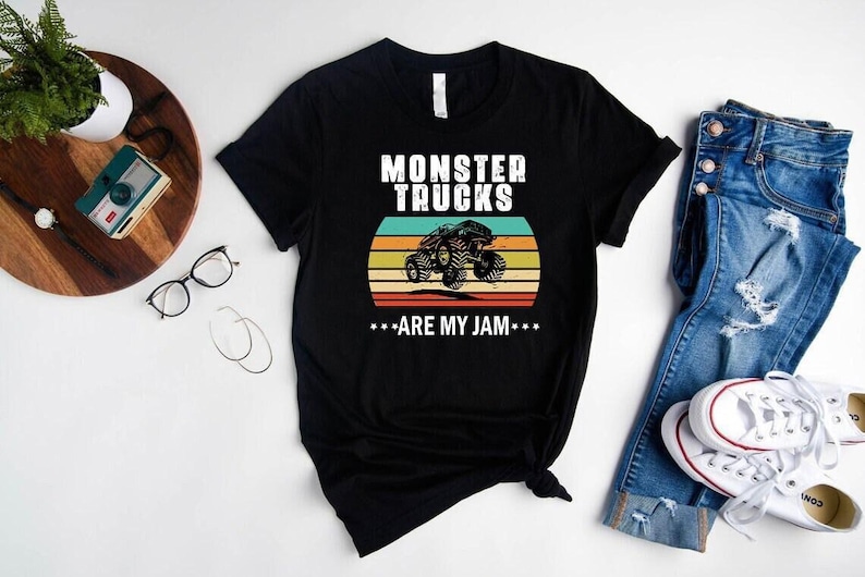 Vintage Monster Truck T-Shirt, Monster Truck Birthday Gifts, Monster Trucks Are My Jam Shirt image 1