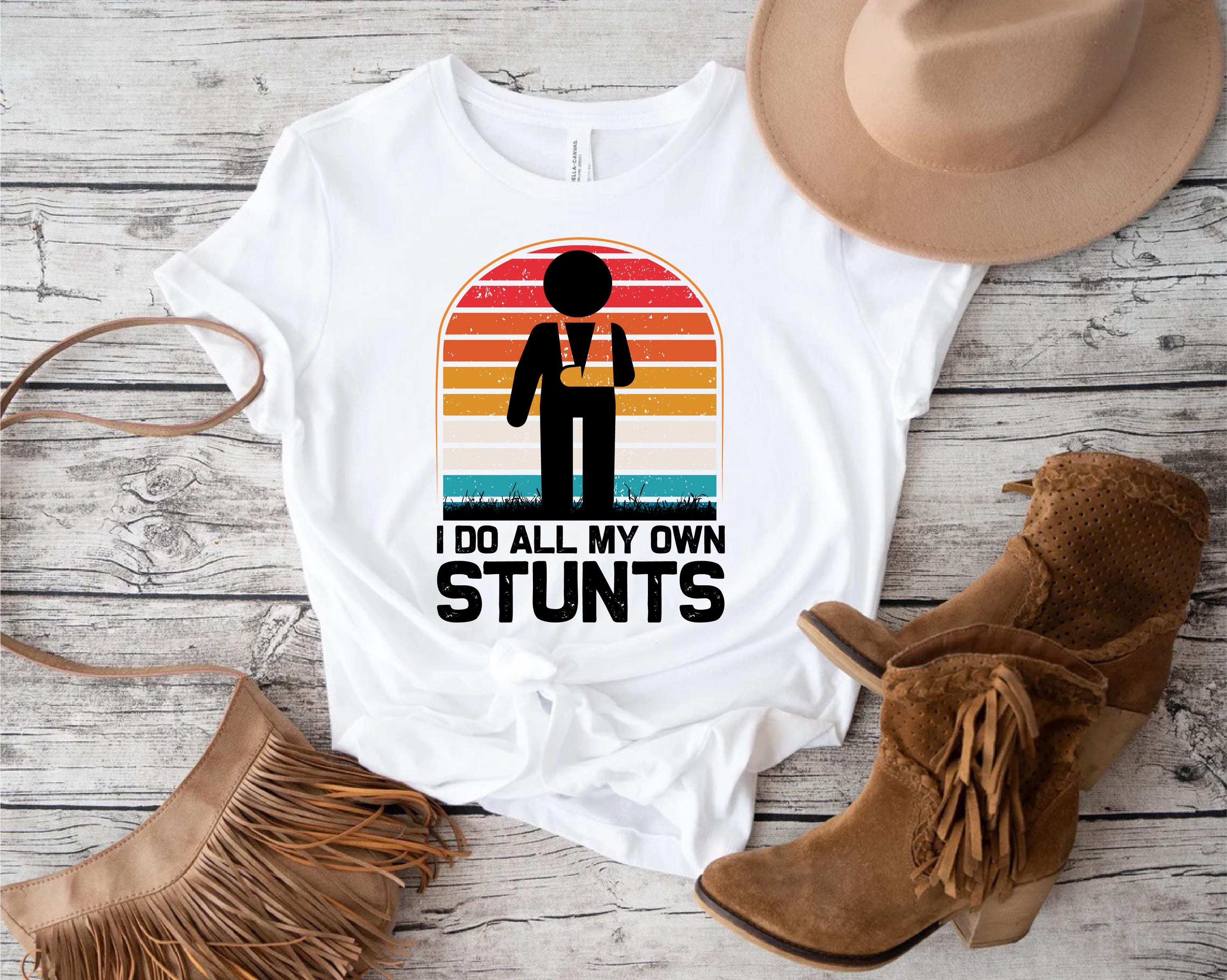 I Do My Own Stunts Retro Shirt, Broken Arm Hand Wrist Elbow Injury Get Well Soon Gift, Plaster Cast Support Recovering Shirt for Kids Adults