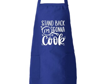Rookie Cook Apron, Stand Back I am Gonna Cook Apron, Funny Kitchen Apron with Pockets, Cooking Apron Gifts