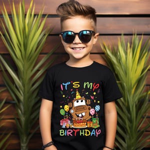 Mater It's My Birthday Shirt, Car Inspired Birthday Party T-Shirt, Disney Birthday Outfit, Kids Disney Pixar Cars Tow Mater Shirt Toddler Bild 2