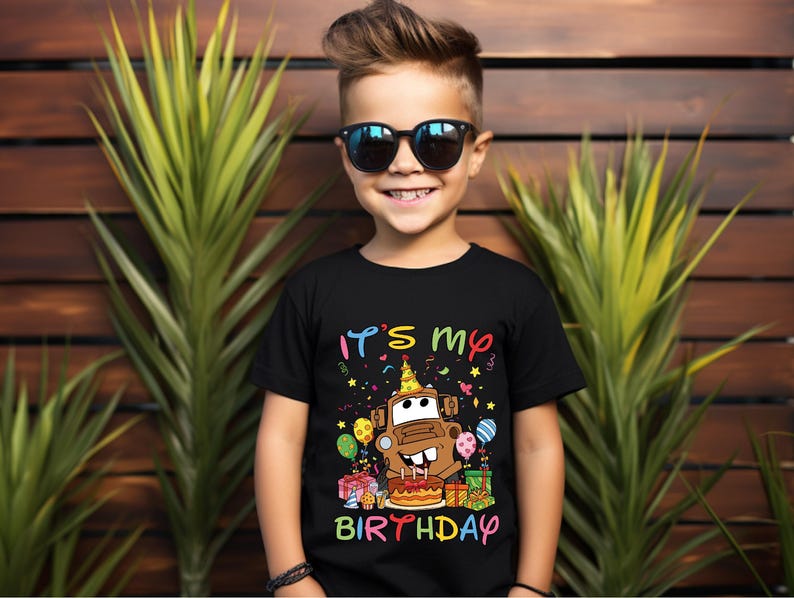 Mater It's My Birthday Shirt, Car Inspired Birthday Party T-Shirt, Disney Birthday Outfit, Kids Disney Pixar Cars Tow Mater Shirt Toddler Bild 2