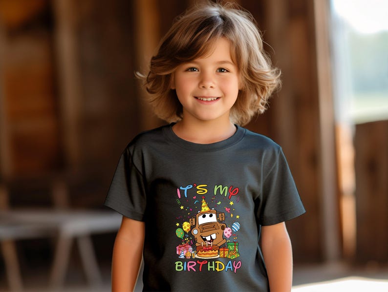 Mater It's My Birthday Shirt, Car Inspired Birthday Party T-Shirt, Disney Birthday Outfit, Kids Disney Pixar Cars Tow Mater Shirt Toddler Bild 6