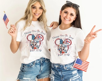 Disney 4th Of July Shirt, Mickey Minnie est 1776 USA Shirt, Mickey & Minnie Matching Independence Shirts, Disney Patriotic Memorial Day Tee