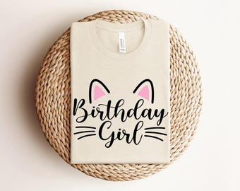 Cat Birthday Girl Shirt, Kitten Birthday Party, Kitty Cat Birthday Girl Shirt, Birthday Crew Shirt, Cat Birthday Shirt, Birthday Party Shirt
