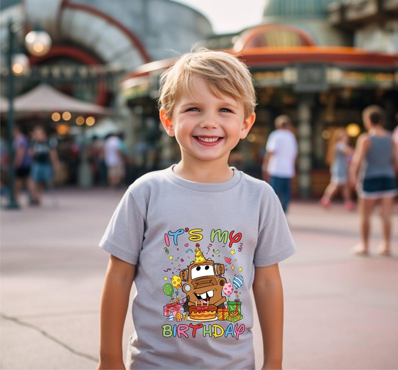 Mater It's My Birthday Shirt, Car Inspired Birthday Party T-Shirt, Disney Birthday Outfit, Kids Disney Pixar Cars Tow Mater Shirt Toddler Bild 3
