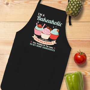 I&#39;m Bakeaholic Apron, Funny Kitchen Apron with Pockets, Cooking Apron Gifts For Women and Men, Gift for Mom
