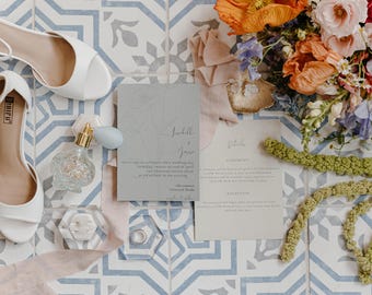 Sage Green Floral Wedding Invitation Set | Editable Canva Template (Digital Download) (Canva Pro)