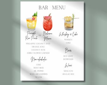 Elegant Wedding Bar Menu Sign Template | Editable Canva Design