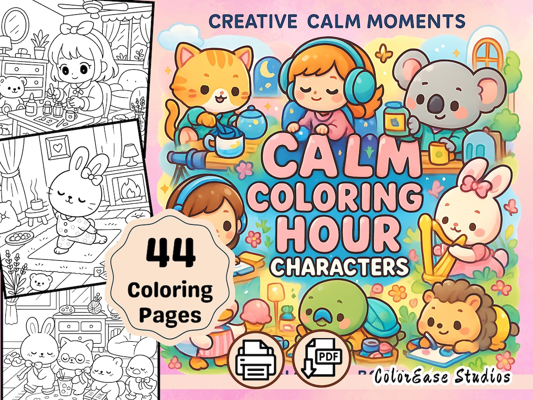 Creative Calm Moments Chibi Coloring Pages – Cozy Calm Coloring Hour ...