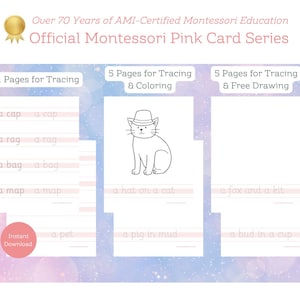 Serie Montessori Rosa: Papel para escribir de tres líneas
