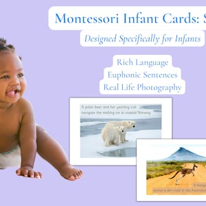 Cartes Montessori à lecture à voix haute pour bébé : LOT de 3