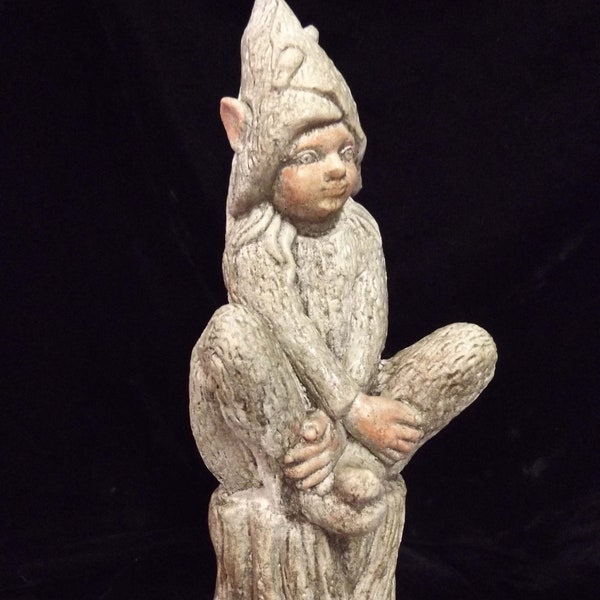 Garden Gnome Faerie Statue Concrete Yard Art Fantasy Sitting Cement Pixie Elf Fairy Garden Outdoor Patio Lawn Home Decor