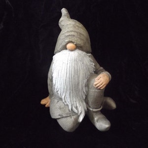 Garden Gnome Statue Yard Art Whimsical Concrete Outdoor Home Decor Funny Sitting Elf Man