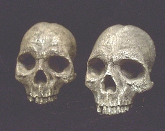 Aged Human Half Skull Pair Hanging Gothic Halloween Wall Prop Set of 2 Macabre Horror Pirate Bone Decoration Medieval Graveyard Plaque Pair