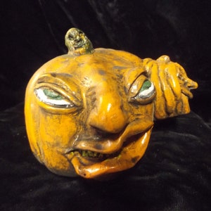 Spooky Pumpkin Head Statue, Creepy Halloween Decoration, Morbid Monte Santos Rotten Gothic Pumpkin Of Doom, Macabre Prop, Horror Decor