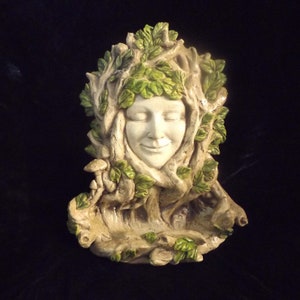 Garden Decor Greenwoman Wall Plaque Tree Branch Nymph Face Indoor Outdoor Home Decoration