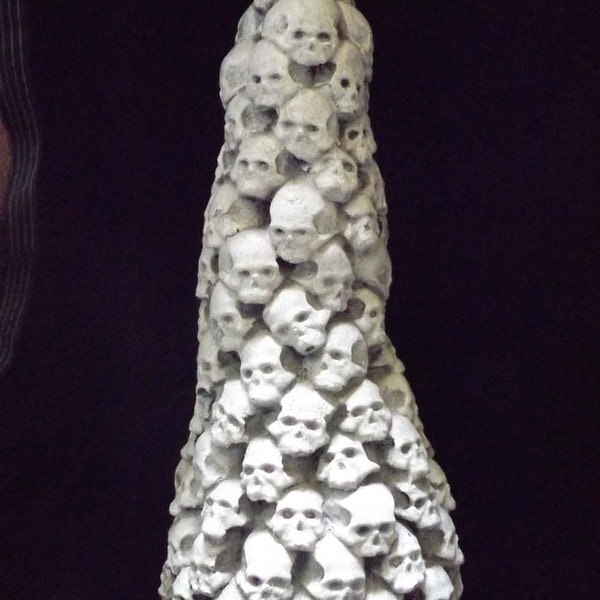 Gothic Skull Pile Tower Candle Holder Medieval Bone Stack Tall Dead Decoration Halloween Prop Haunt Display  Witchcraft Occult Indoor Goth