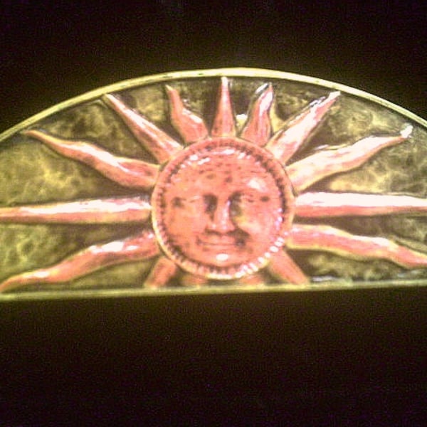 Sun Burst Arch Wall Plaque Celestial Astrology Yellow Orange Interior Decoration Astronomy Hanging Summer Man Face Solar Home Garden Decor