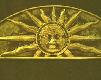 Sun Burst Rays Arch Wall Plaque Celestial Astrology Yellow Earth Nature Del Sol Astronomy Hanging Summer Man Face Solar Home Garden Decor
