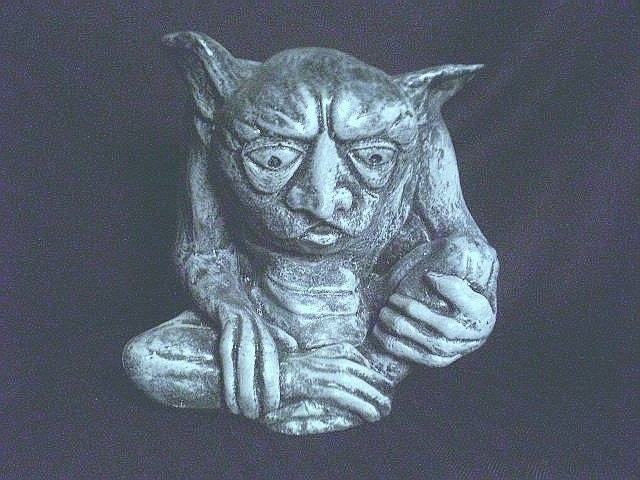 Gargoyle Gremlin Statue Gothic Creature Beast Black Blue White