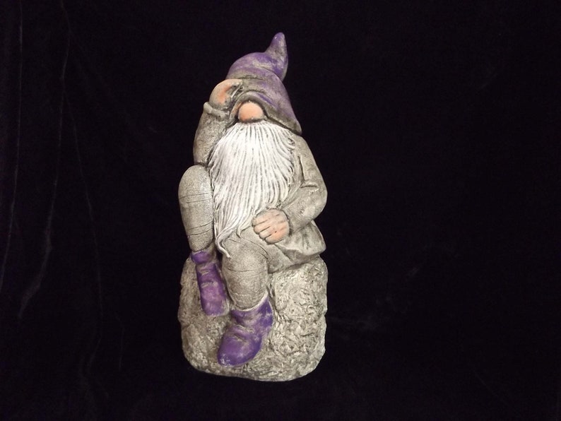 Garden Gnome Statue Fantasy Elf Sitting Man Woodland Yard Art Flower Garden Patio Funny Whimsical Concrete Wacky Indoor Outdoor Home Decor image 6