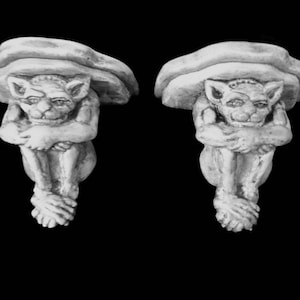 Small Gargoyle Wall Bracket Set, Gothic Home Decor, Mini Gargoyles Pair, Hanging Renaissance Decoration, Outdoor Garden Art,