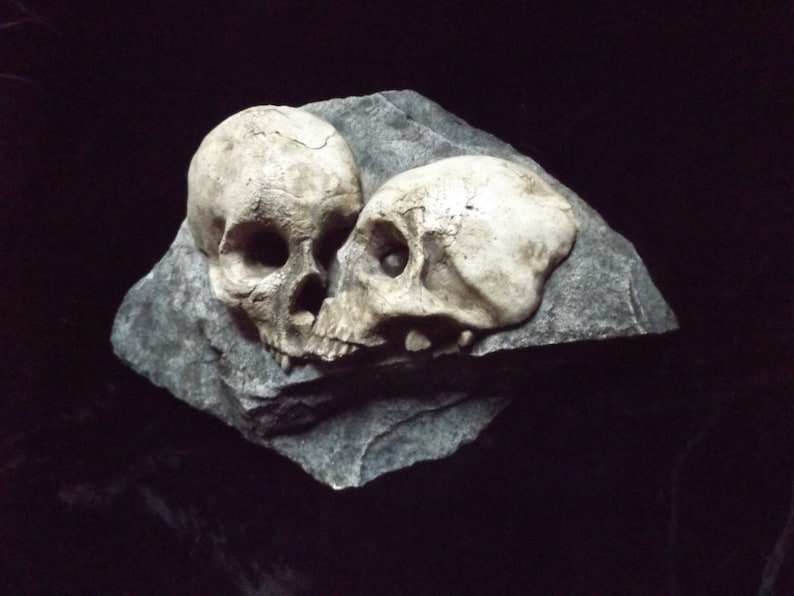 Love Rock Human Skulls Macabre Home Indoor Dungeon Decor Halloween Haunt Creepy Dead Eternal Kiss Fossil Bones Grave Prop Gothic Dark Garden image 3