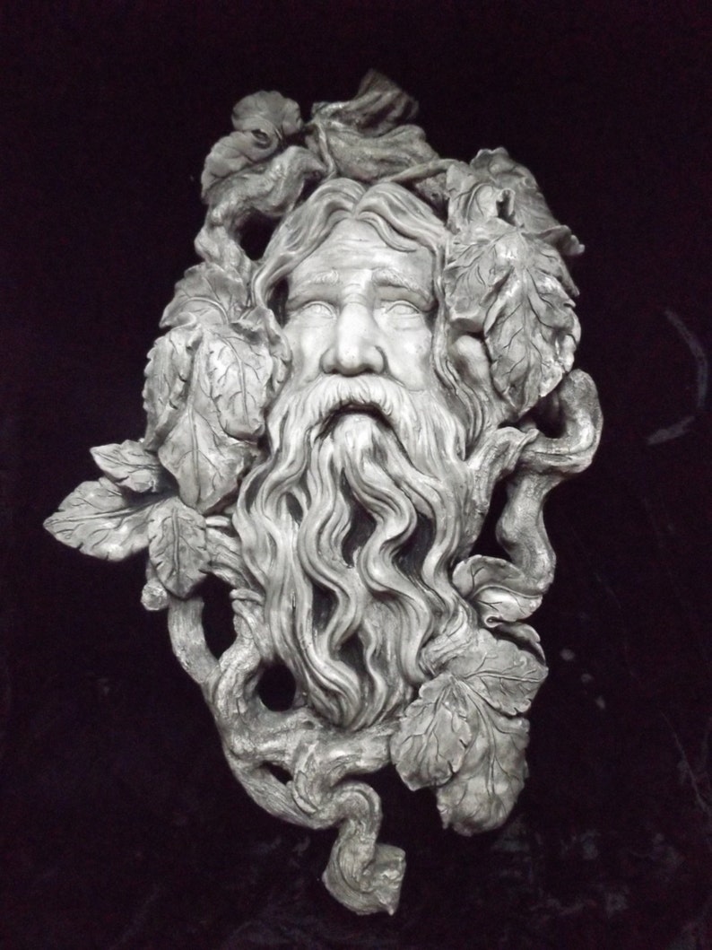 Greenman Wall Plaque Mystical Forest Man Celtic Medieval Leave Nature Indoor Home Decoration Renaissance Pagan Deity Leaf Branch Twig Face image 1
